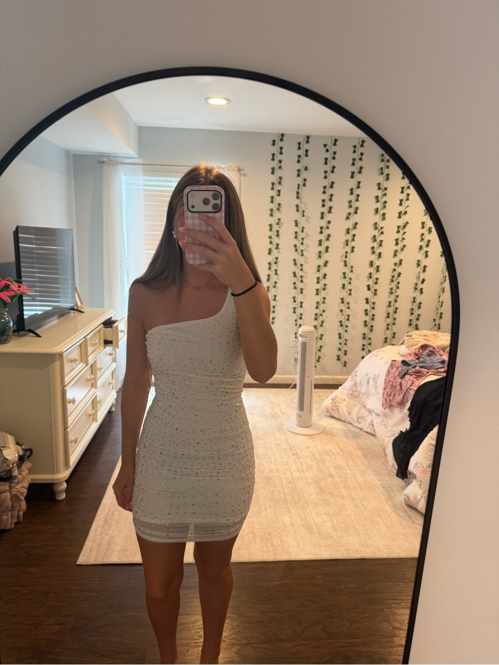 Windsor White One-Shoulder Embellished Bodycon Dress